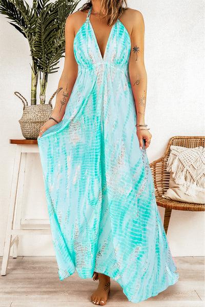 BEAUTIFUL I AM Tie-Dye Halter Neck Maxi Dress