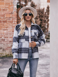 BEAUTIFUL I AM Plaid Dropped Shoulder Collared Jacket