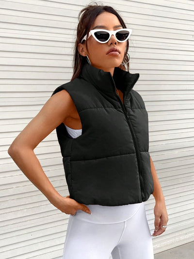 BEAUTIFUL I AM Zip-Up Puffer Vest Jacket