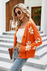 BEAUTIFUL I AM Flower Pattern Button Front Cardigan