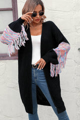 BEAUTIFUL I AM Fringe Sleeve Dropped Shoulder Cardigan