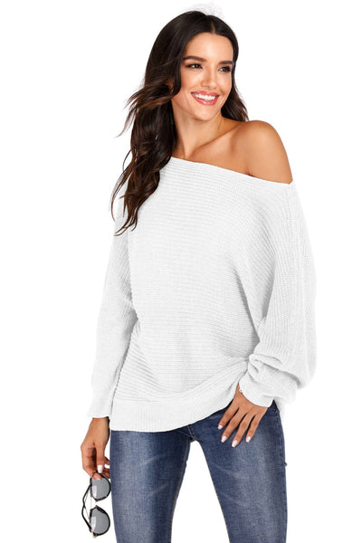 BEAUTIFUL I AM One Shoulder Dolman Sleeve Sweater