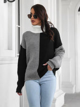 BEAUTIFUL I AM Contrast Turtleneck Long Sleeve Sweater