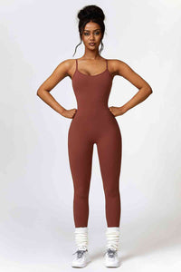 BEAUTIFUL I AM Open Back Spaghetti Strap Sports Jumpsuit Active Wear