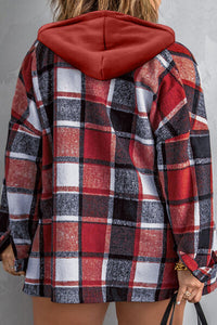 BEAUTIFUL I AM Plus Size Plaid Button Up Hooded Jacket