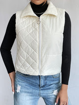 BEAUTIFUL I AM Zip-Up Collared Vest Jacket