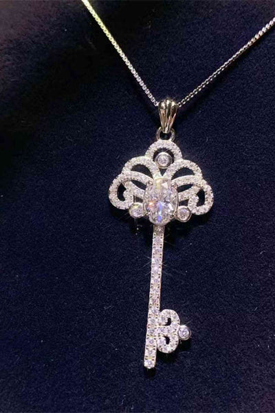 BEAUTIFUL I AM 1 Carat Moissanite Jewelry Key Pendant Necklace