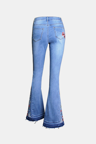 BEAUTIFUL I AM Full Size Button Fly Raw Hem Flare Jeans