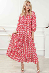 BEAUTIFUL I AM Printed Tie Neck Maxi Dress