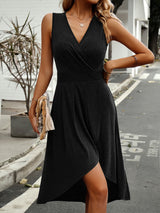 BEAUTIFUL I AM Surplice Neck Pleated Detail Sleeveless Dress