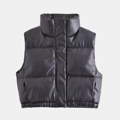 BEAUTIFUL I AM Zip-Up Drawstring Puffer Vest Jacket