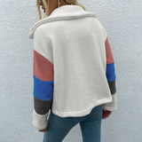 BEAUTIFUL I AM Color Block Button Down Collared Jacket