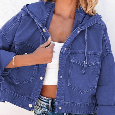 BEAUTIFUL I AM Hooded Dropped Shoulder Denim Jacket