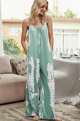 BEAUTIFUL I AM Tie-Dye Spaghetti Strap Pants Jumpsuit with Pockets