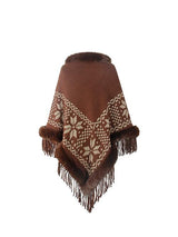 BEAUTIFUL I AM Fringe Geometric Cape Sleeve Poncho