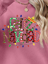 BEAUTIFUL I AM FELIZ NAVIDAD Round Neck Drop Shoulder Sweatshirt