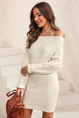 BEAUTIFUL I AM Cable-Knit Boat Neck Sweater Dress