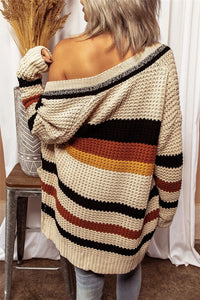 BEAUTIFUL I AM Striped Open Front Longline Cardigan