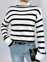 BEAUTIFUL I AM Striped Turtleneck Long Sleeve Sweater