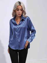 BEAUTIFUL I AM Collared Neck Buttoned Long Sleeve Shirt