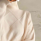 BEAUTIFUL I AM Geometric Turtleneck Long Sleeve Sweater