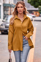 BEAUTIFUL I AM Slit Dropped Shoulder Longline Shirt