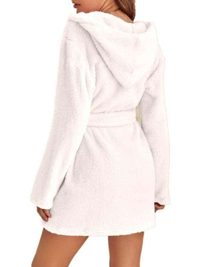 BEAUTIFUL I AM Tie Waist Hooded Robe