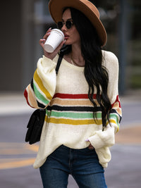 BEAUTIFUL I AM Striped Round Neck Sweater