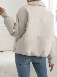 BEAUTIFUL I AM Zip-Up Drop Shoulder Puffer Jacket