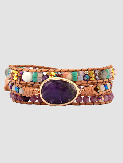 BEAUTIFUL I AM Triple-Layer Amethyst Bracelet Jewelry