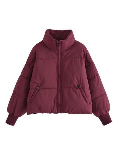 BEAUTIFUL I AM Zip Up Drawstring Winter Jacket Coat with Pockets