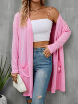 BEAUTIFUL I AM Open Front Longline Cardigan with Pockets