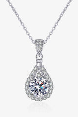 BEAUTIFUL I AM 2 Carat Moissanite Teardrop Jewelry Pendant 925 Sterling Silver Necklace