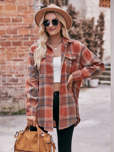 BEAUTIFUL I AM Plaid Dropped Shoulder Longline Shirt