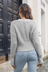 BEAUTIFUL I AM V-Neck Long Sleeve Cropped Sweater