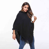 BEAUTIFUL I AM Openwork Fringe Hem Hooded Poncho