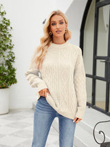 BEAUTIFUL I AM Round Neck Dropped Shoulder Sweater