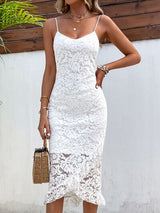 BEAUTIFUL I AM Lace Detail Spaghetti Strap Wrap Dress