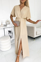 BEAUTIFUL I AM Surplice Neck Slit Maxi Dress