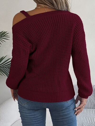 BEAUTIFUL I AM Asymmetrical Neck Long Sleeve Sweater