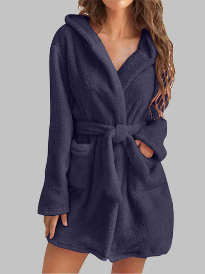 BEAUTIFUL I AM Tie Waist Hooded Robe