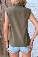 BEAUTIFUL I AM Collared Neck Sleeveless Shirt