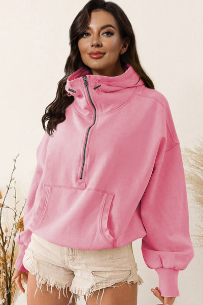 BEAUTIFUL I AM Zip-Up Dropped Shoulder Hoodie