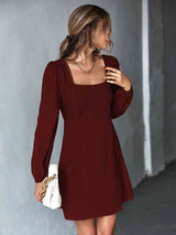 BEAUTIFUL I AM Square Neck Puff Sleeve Mini Dress