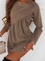 BEAUTIFUL I AM Ruched Round Neck Long Sleeve Dress