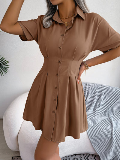 BEAUTIFUL I AM Button Down Collared Mini Dress