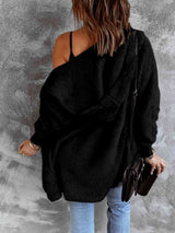 BEAUTIFUL I AM Open Front Hooded Faux Fur Outwear Jacket with Pockets