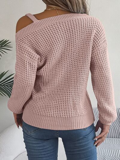 BEAUTIFUL I AM Asymmetrical Neck Long Sleeve Sweater