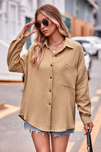 BEAUTIFUL I AM Textured Dropped Shoulder Longline Shirt