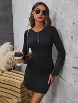 BEAUTIFUL I AM Lace Detail Half Button Wrap Dress